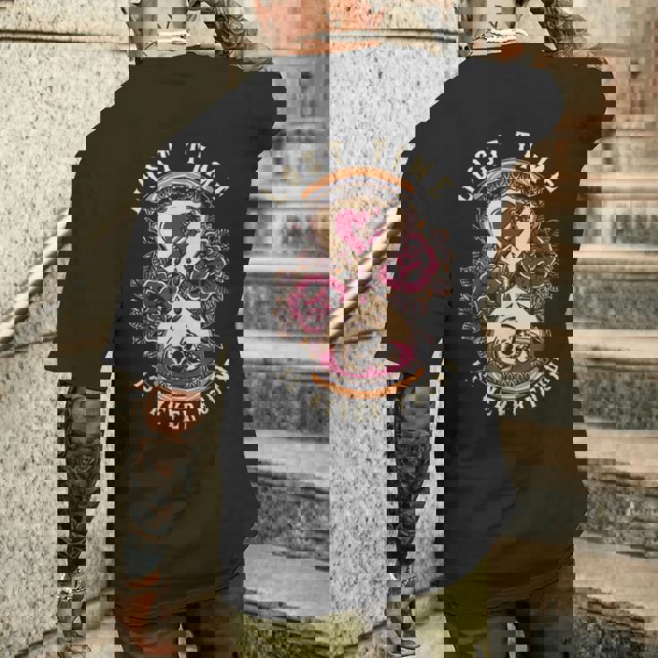 ロストタイム、トラディショナル、オールドスクール砂時計タトゥーデザイン メンズTシャツ バックプリント 彼への贈り物