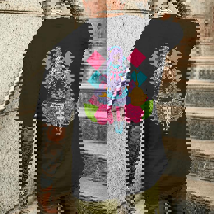 ロリータファッションをテーマにした鳥かごアニメデザイン メンズTシャツ バックプリント 彼への贈り物