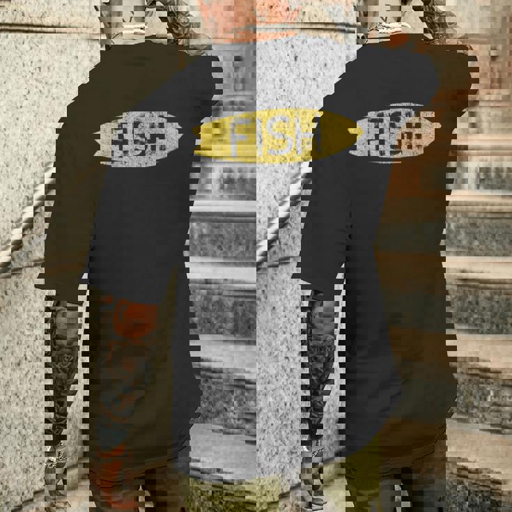 ロングボード サーフボード ヴィンテージ レトロ フィッシュタイプ メンズTシャツ バックプリント 彼への贈り物