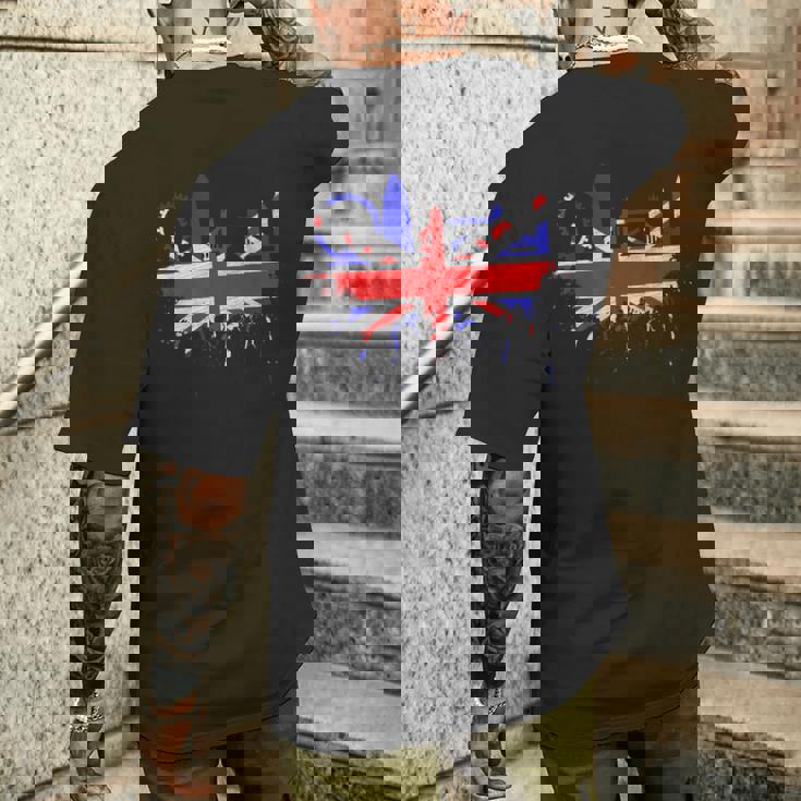 ロンドン スカイライン イギリス 愛 ユニオンジャック イギリス国旗 メンズTシャツ バックプリント 彼への贈り物