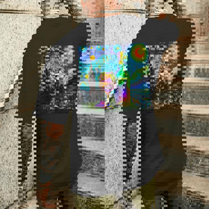 ワイン 酒 面白いtシャツ ゴッホ 星月夜 飲み おもしろ 飲み会 のんべえ メンズ 居酒屋 ネタ メンズTシャツ バックプリント 彼への贈り物