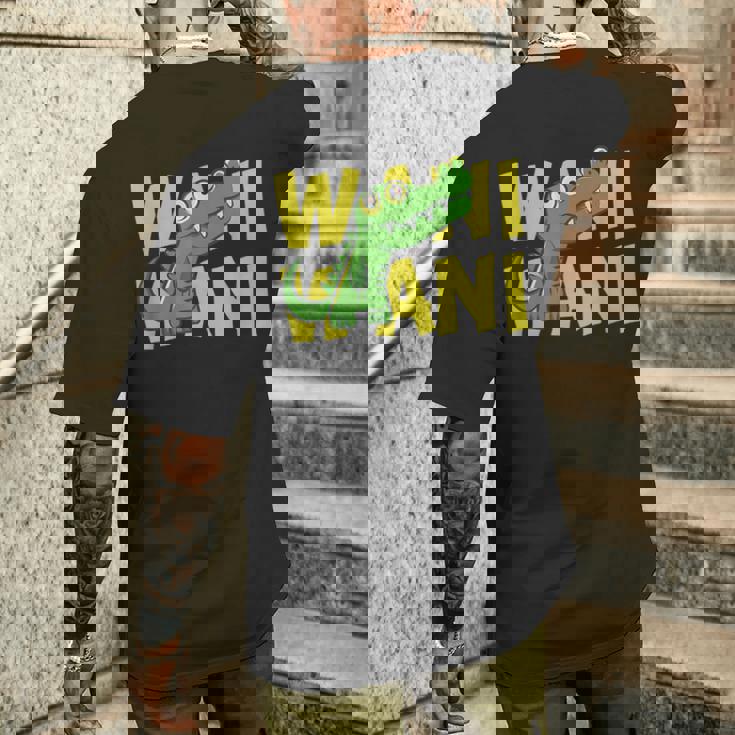 ワニ 鰐 クロコダイル イラスト 爬虫類 おもしろ かわいい おしゃれ ワニ好き メンズTシャツ バックプリント 彼への贈り物