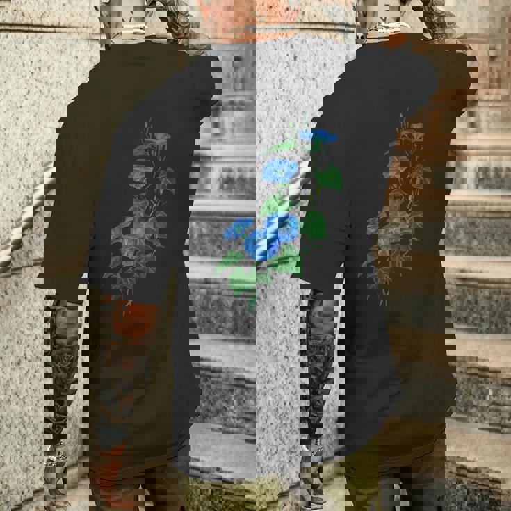 ヴィクトリア朝スタイル朝顔ワイルドフラワーバイン メンズTシャツ バックプリント 彼への贈り物