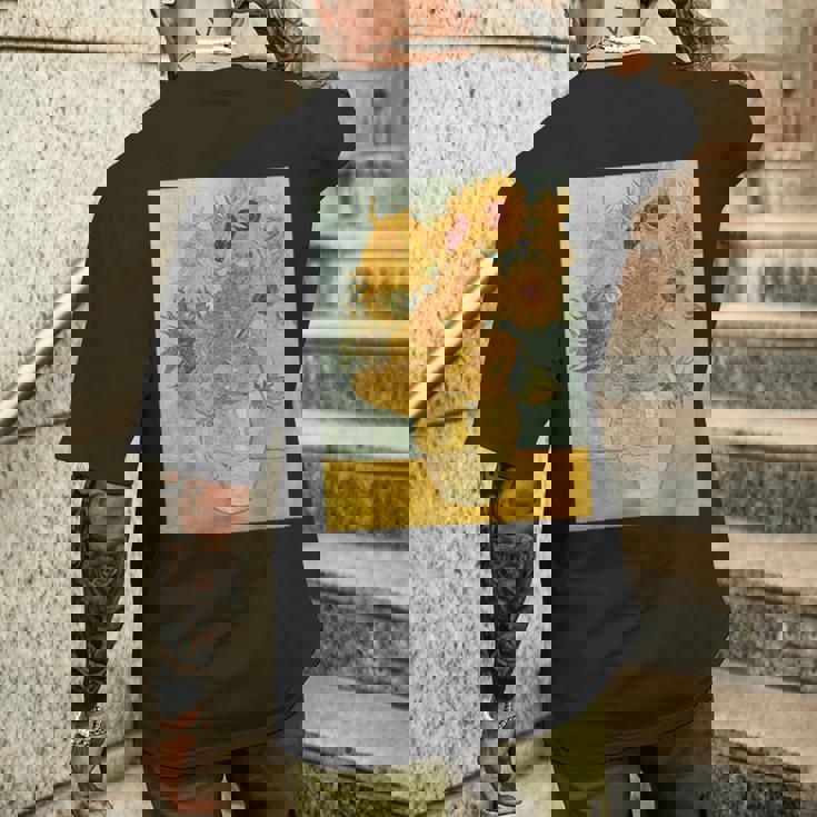 ヴィンセント・ヴァン・ゴッホのひまわり メンズTシャツ バックプリント 彼への贈り物