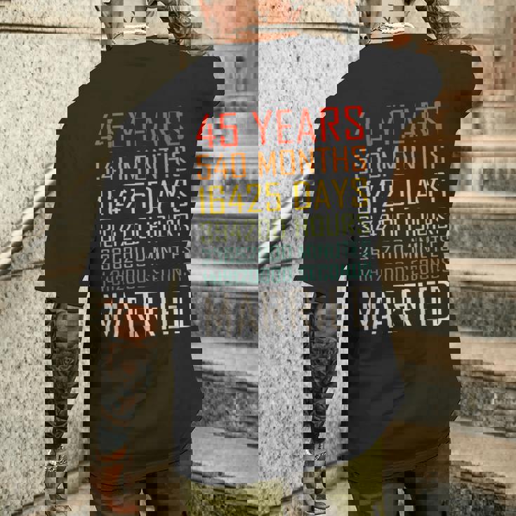 ヴィンテージ 45年 540ヶ月 結婚45周年 記念日 メンズTシャツ バックプリント 彼への贈り物