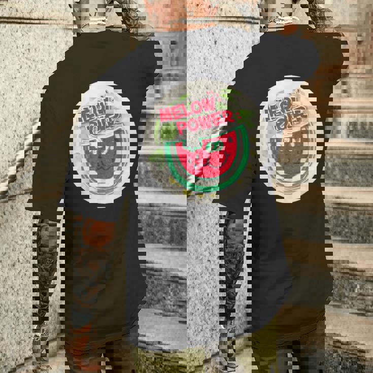 ヴィンテージ スクラッチ&スニフ ステッカー スイカ、メロンパワー メンズTシャツ バックプリント 彼への贈り物