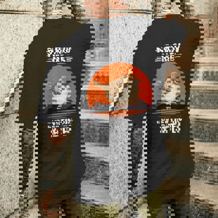 ヴィンテージ スズメの鳥 Make Everything Better スズメの鳥 メンズTシャツ バックプリント 彼への贈り物