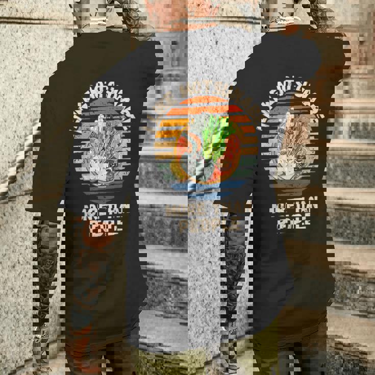 ヴィンテージ 人よりモツナベが好き レトロ もつ鍋 メンズTシャツ バックプリント 彼への贈り物