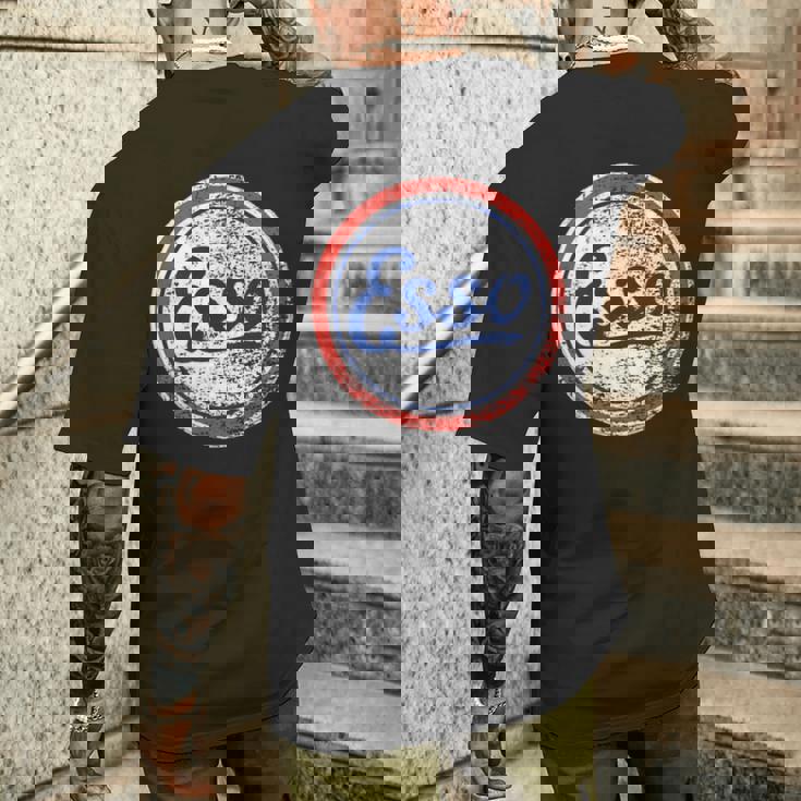 ヴィンテージカーessoガソリンスタンドメンズとレディース。 メンズTシャツ バックプリント 彼への贈り物