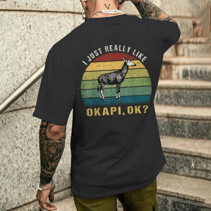 ヴィンテージレトロオカピ動物tシャツ I Just Really Like Okapi Ok メンズTシャツ バックプリント 彼への贈り物