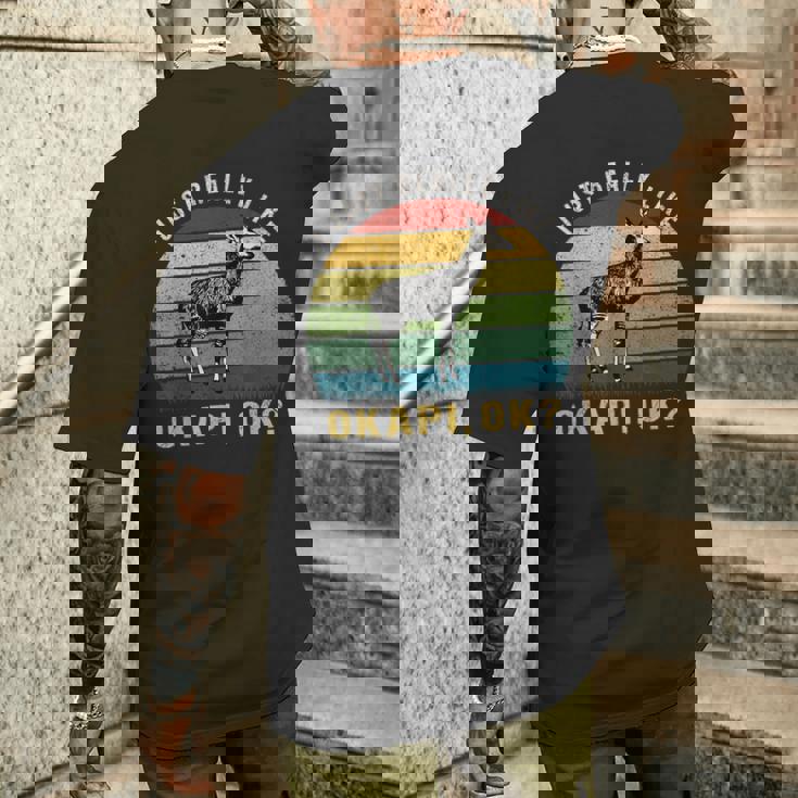 ヴィンテージレトロオカピ動物tシャツ I Just Really Like Okapi Ok メンズTシャツ バックプリント 彼への贈り物