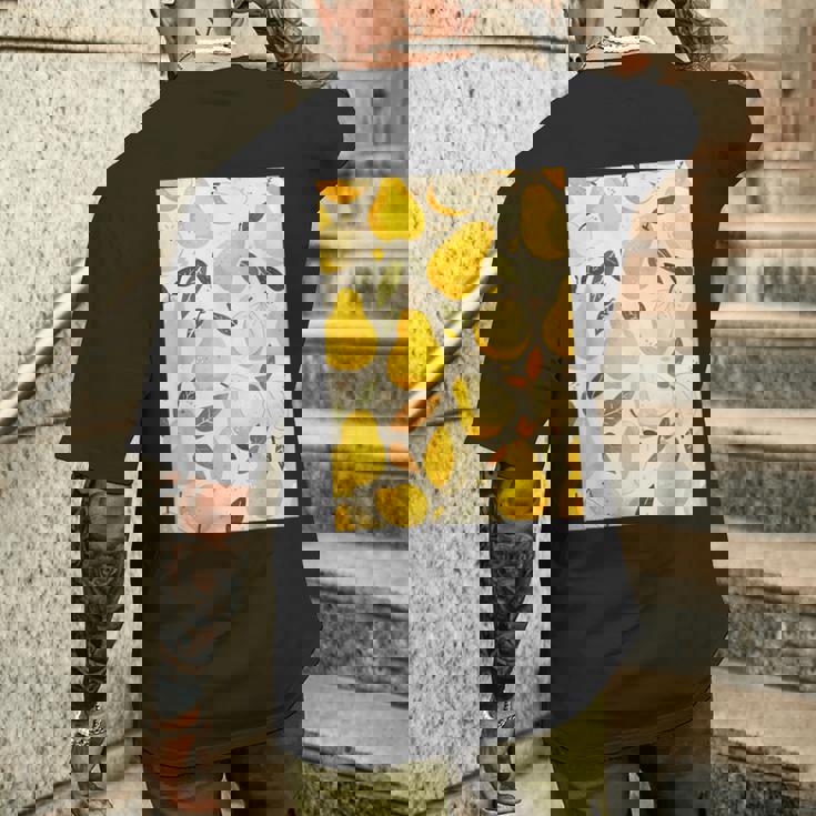 ヴィンテージ柄アート梨 メンズTシャツ バックプリント 彼への贈り物