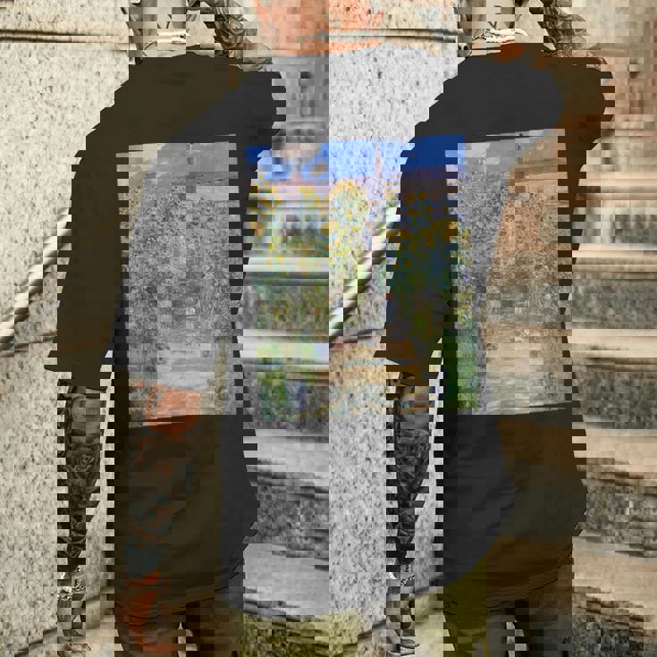 ヴェトゥイユの画家の庭／クロード・モネ（ビッグプリント）【世界の名画】Claude Monet 美術館アート 油絵 メンズTシャツ バックプリント 彼への贈り物