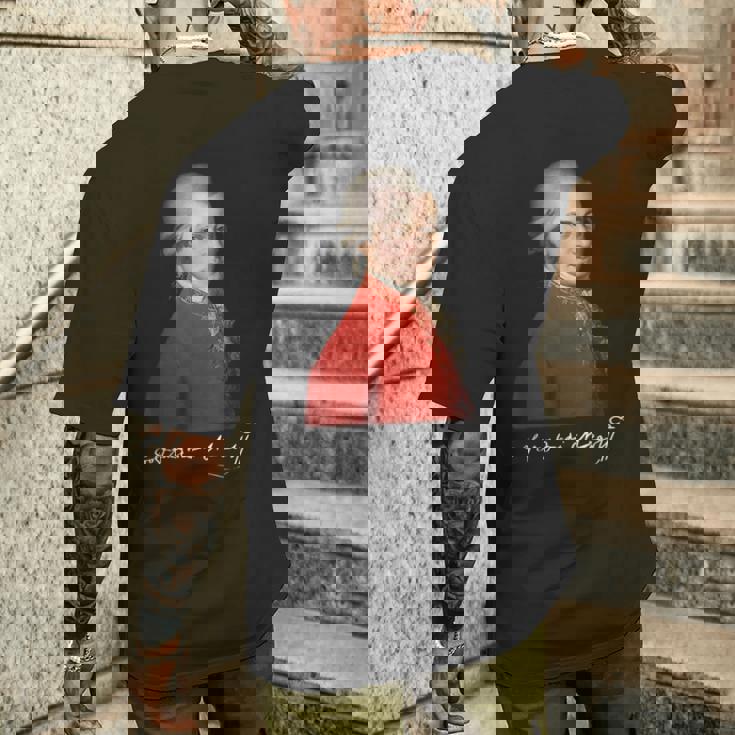 ヴォルフガング・アマデウス・モーツァルト 作曲家 シグネチャー クラシック音楽 メンズTシャツ バックプリント 彼への贈り物