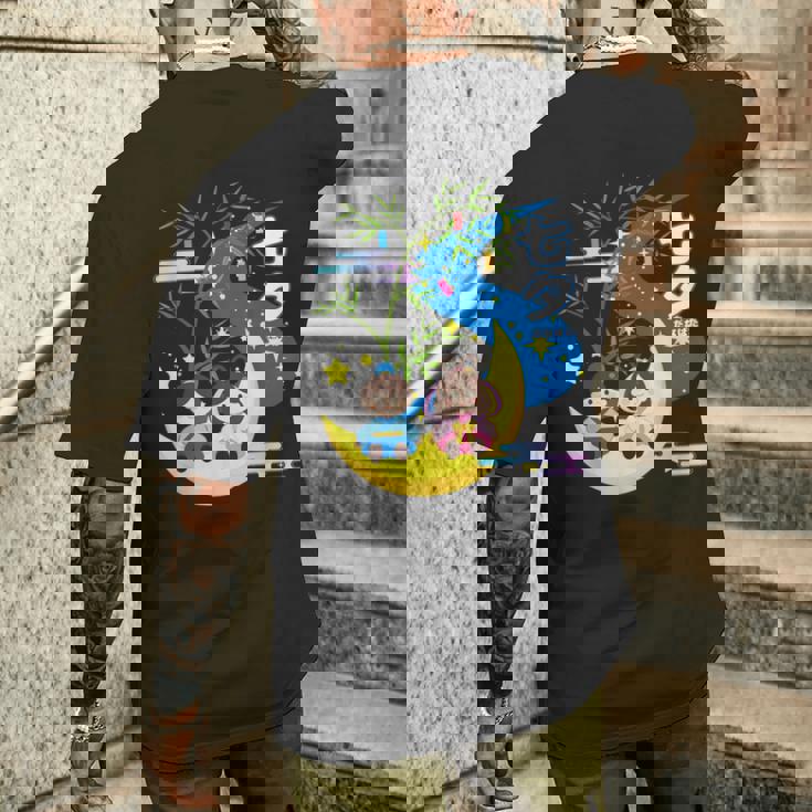 七夕、天の川、着物、日本祭りかわいい、星、日本の伝統的なお祭り、夏、夏休み、日本人形 メンズTシャツ バックプリント 彼への贈り物