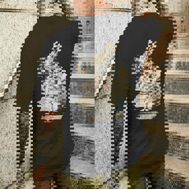 不思議の国のアリス 白ウサギ トランプデザイン メンズTシャツ バックプリント 彼への贈り物