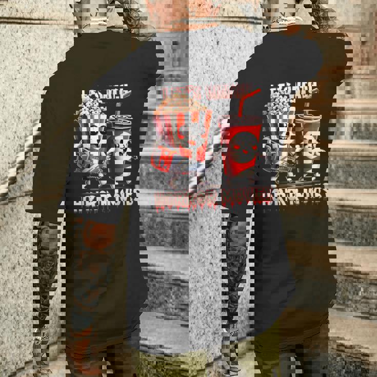 不気味なハロウィン映画愛好家 ホラー映画を見よう メンズTシャツ バックプリント 彼への贈り物