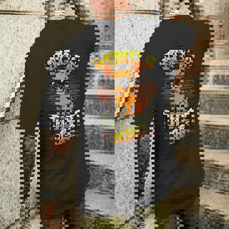 世界で最も小さなボス面白いチワワ メンズTシャツ バックプリント 彼への贈り物