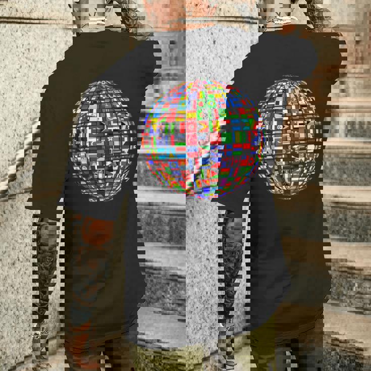 世界地図 世界地図 地球アトラス 世界の国旗 メンズTシャツ バックプリント 彼への贈り物