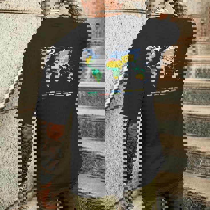 世界地図 気候帯 海名 英語語 メンズTシャツ バックプリント 彼への贈り物