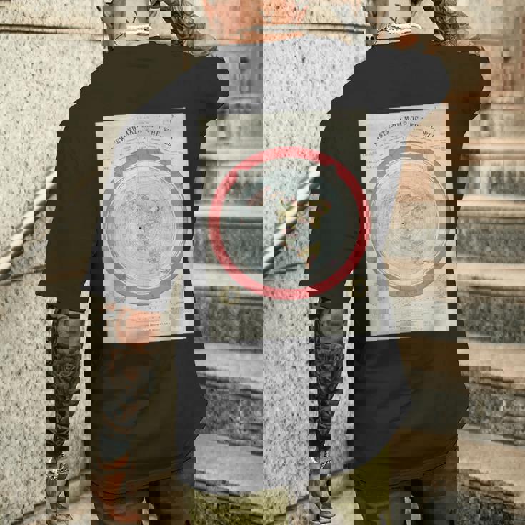 世界標準地図 フラットアースオリジナル メンズTシャツ バックプリント 彼への贈り物