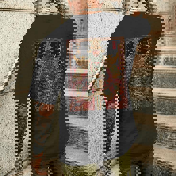 中国神主 関羽 神話 軍人 戦士 メンズTシャツ バックプリント 彼への贈り物