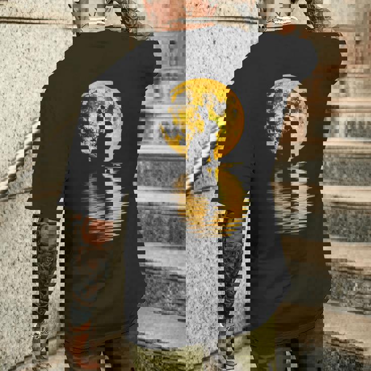 中秋節月 うさぎ シルエット 月餅 恋人 メンズTシャツ バックプリント 彼への贈り物