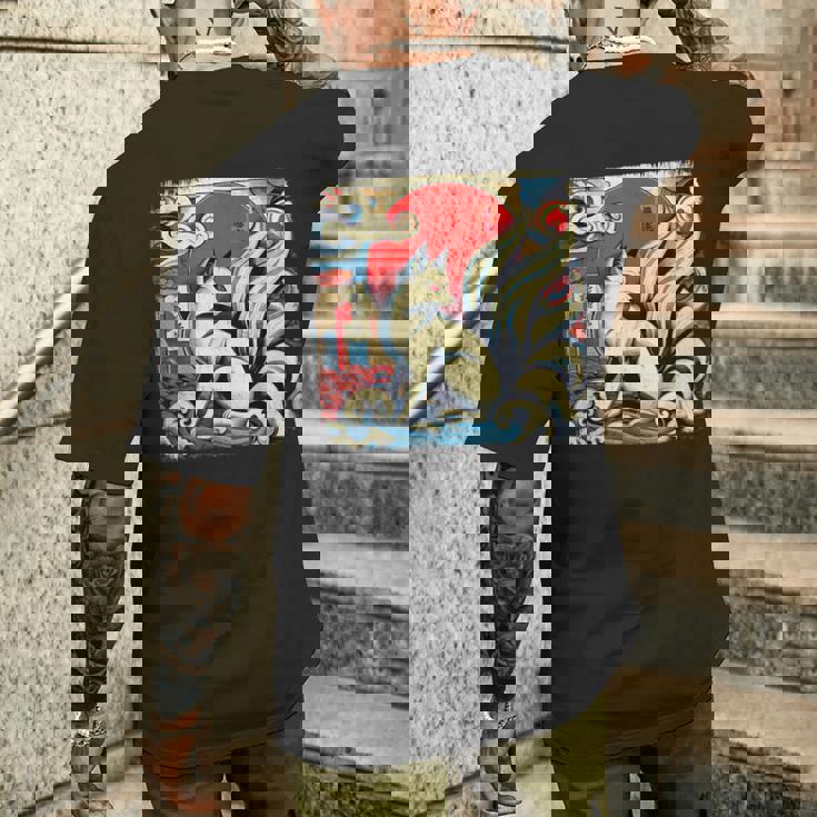 九尾狐 きつね メンズTシャツ バックプリント 彼への贈り物