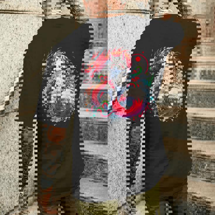 九尾狐 きつね竜 メンズTシャツ バックプリント 彼への贈り物