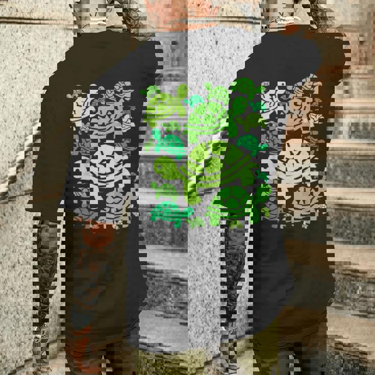 亀柄 カートゥーン アウトライン 面白いカメ メンズTシャツ バックプリント 彼への贈り物