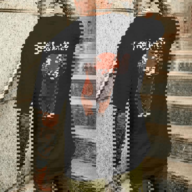 五十歩ひゃっほう レッサーパンダ ネタ ことわざ ことわざのもじり ジョーク ギャグ ダジャミ おもしろ メンズ 半袖 メンズTシャツ バックプリント 彼への贈り物