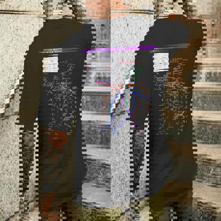 京都日本地下鉄鉄道おみやげ路線図 メンズTシャツ バックプリント 彼への贈り物