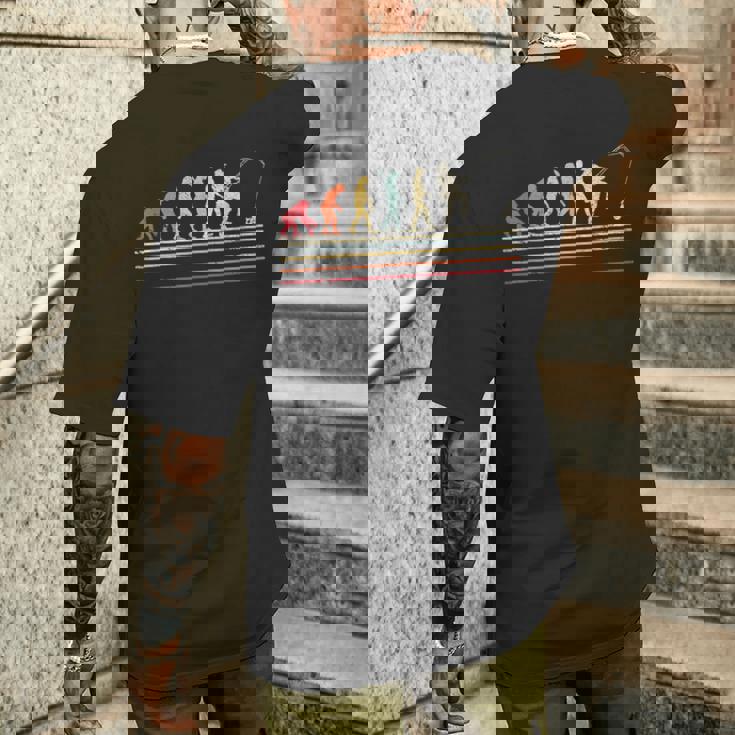 人類の進化 釣り竿 漁師 釣り人 面白い 釣り フィッシング サプライズ おもしろ アイデア 釣り メンズTシャツ バックプリント 彼への贈り物