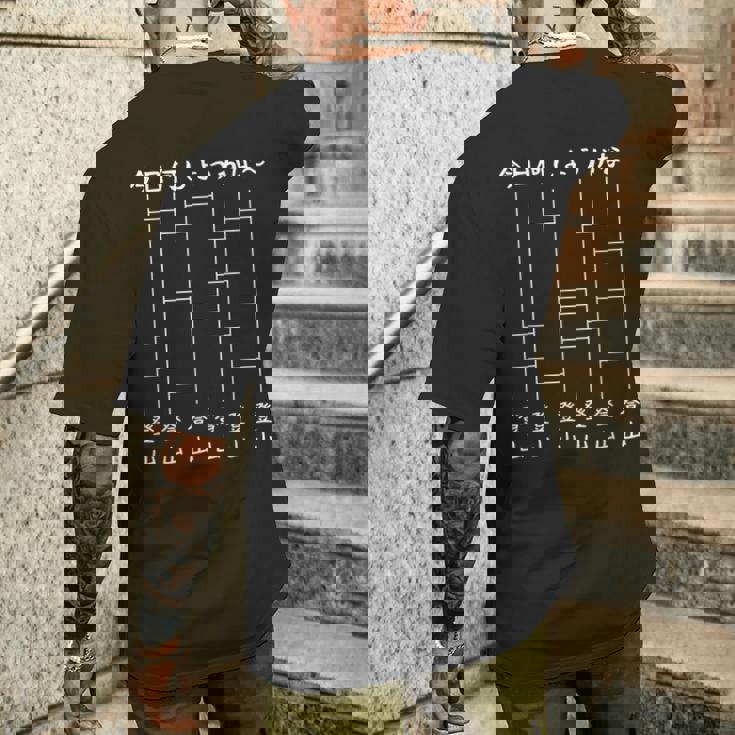 今日何しようかな 登山 あみだくじ おもしろ 面白い ギャグ ネタ ウケ狙い 笑える メンズTシャツ バックプリント 彼への贈り物