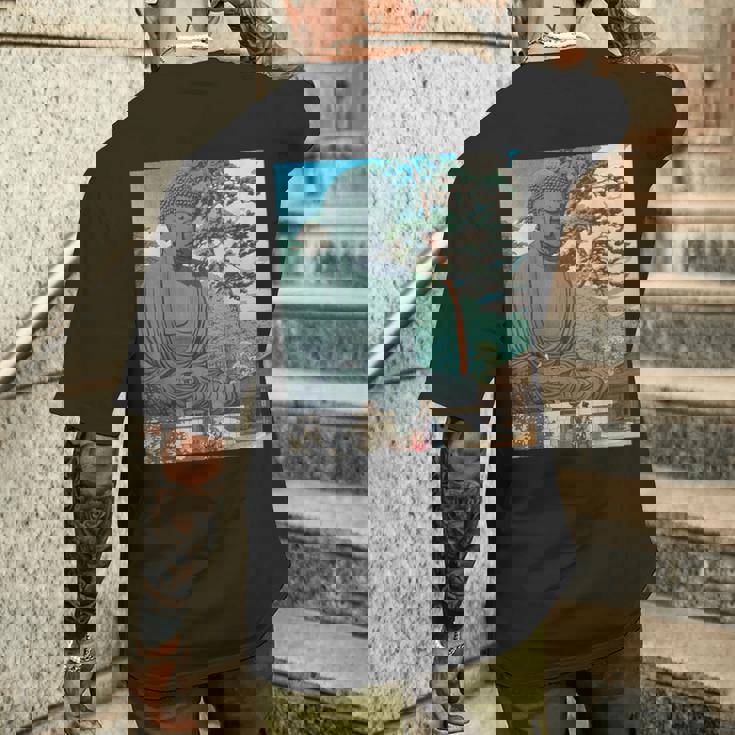 仏 大仏像 仏教 禅 瞑想 メンズTシャツ バックプリント 彼への贈り物