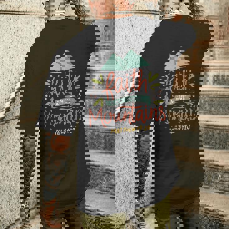 信仰 山を動かす 聖書教会 イエス・キリスト メンズTシャツ バックプリント 彼への贈り物