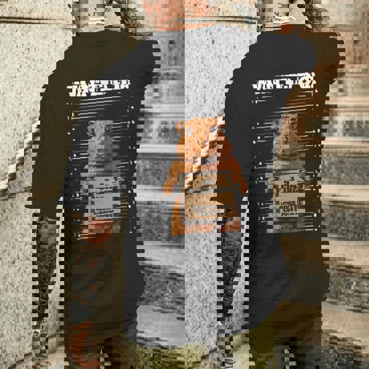 全国指名手配 重犯罪93件ハムスター メンズTシャツ バックプリント 彼への贈り物