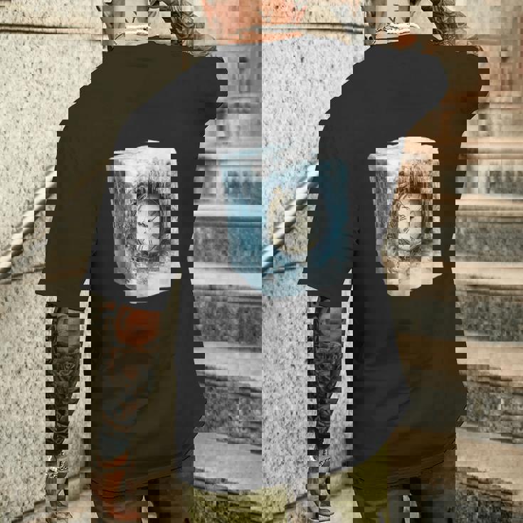 冷凍アンティーク時計のシュールなデザイン メンズTシャツ バックプリント 彼への贈り物