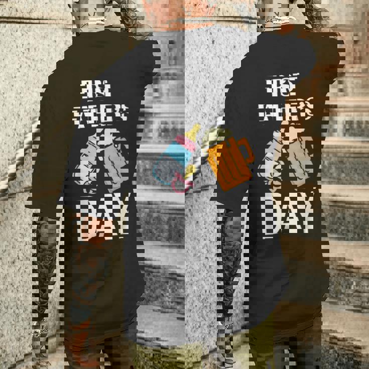 初めての父の日 ビール ミルク 新しいお父さん お父さん 若い親 メンズTシャツ バックプリント 彼への贈り物
