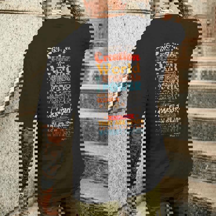 創世記 聖書 神々 創造 教会 イエス・キリスト メンズTシャツ バックプリント 彼への贈り物