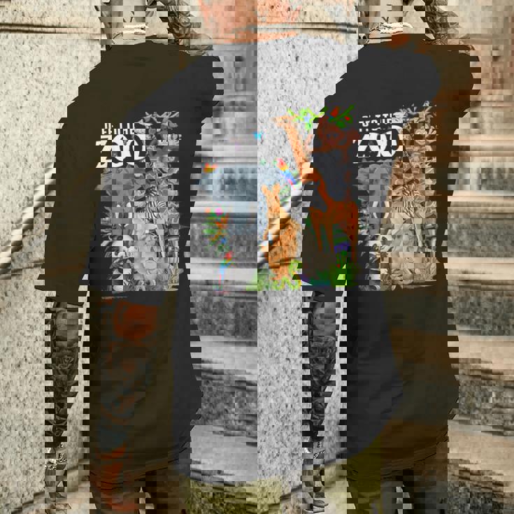 動物園動物 サファリパーティー 動物園サファリ動物園 メンズTシャツ バックプリント 彼への贈り物