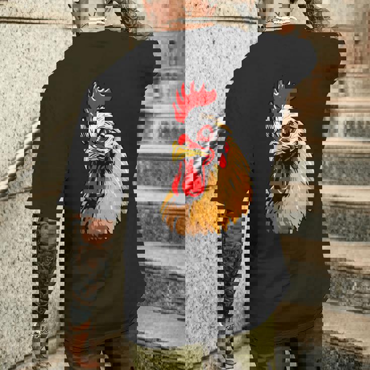 動物愛好家のための大胆な農場の鶏の頭のアート メンズTシャツ バックプリント 彼への贈り物