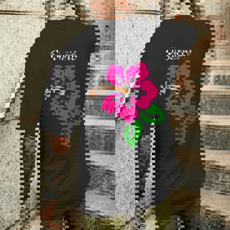 南国沖縄島パラダイス ハイビスカス アートイラスト メンズTシャツ バックプリント 彼への贈り物