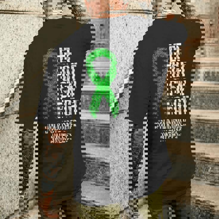 双極性障害彼女の戦いは私の戦い双極性障害 メンズTシャツ バックプリント 彼への贈り物