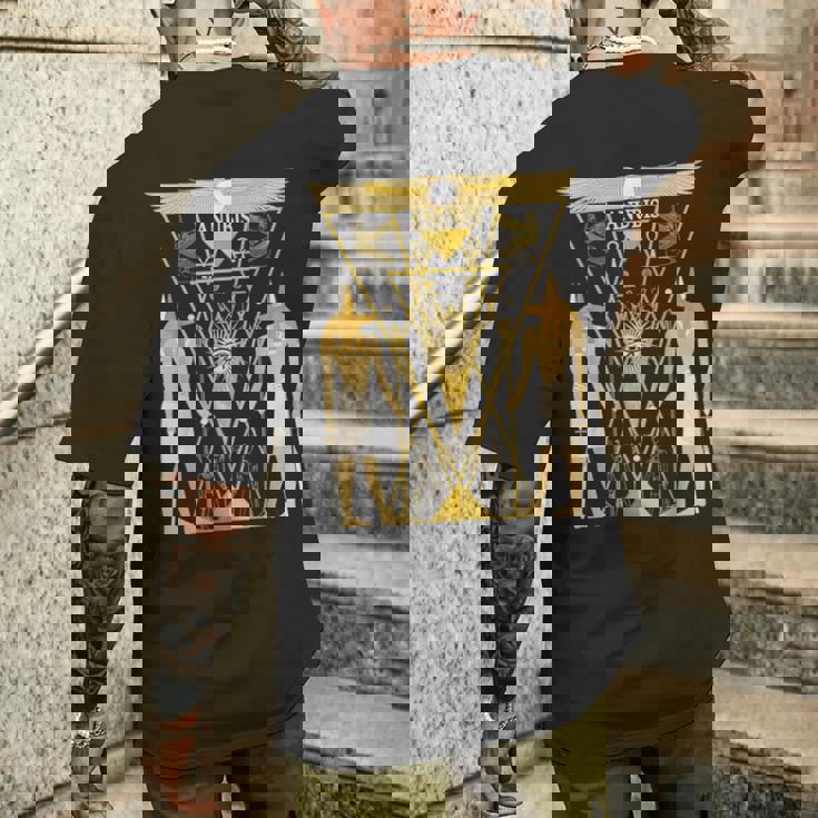 古代エジプトの神アヌビス ケメティックネーターアンプ メンズTシャツ バックプリント 彼への贈り物