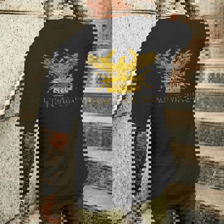 古代ローマ軍団 イーグル ジュリアス・シーザー ヴェニ・ヴィディ・ヴィチ メンズTシャツ バックプリント 彼への贈り物