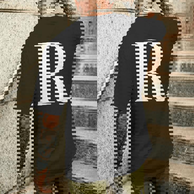 名前入り アルファベット イニシャル文字 R ギフト メンズTシャツ バックプリント 彼への贈り物