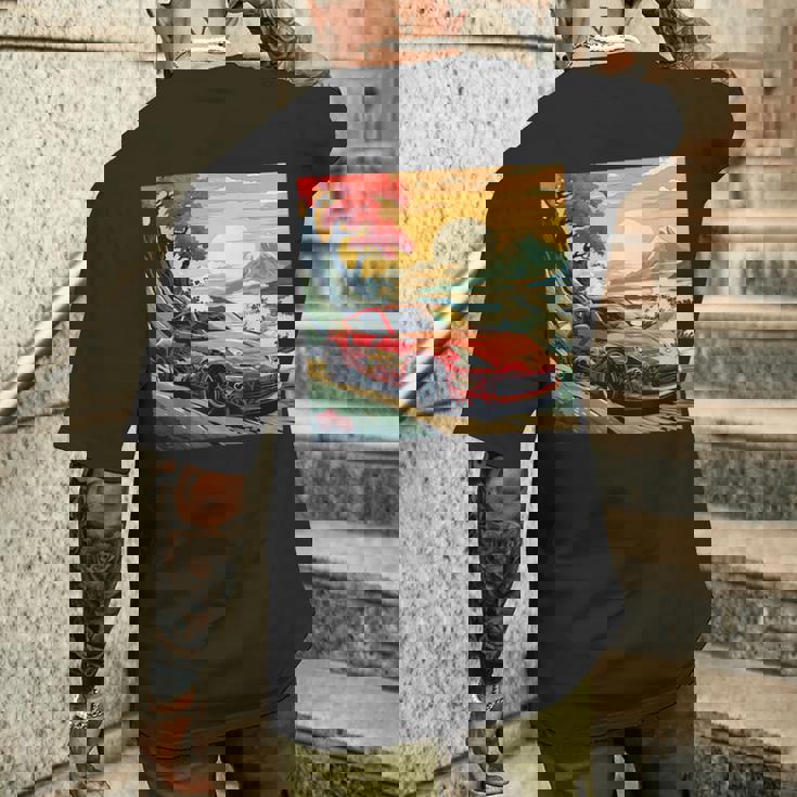 和風370z車 メンズTシャツ バックプリント 彼への贈り物