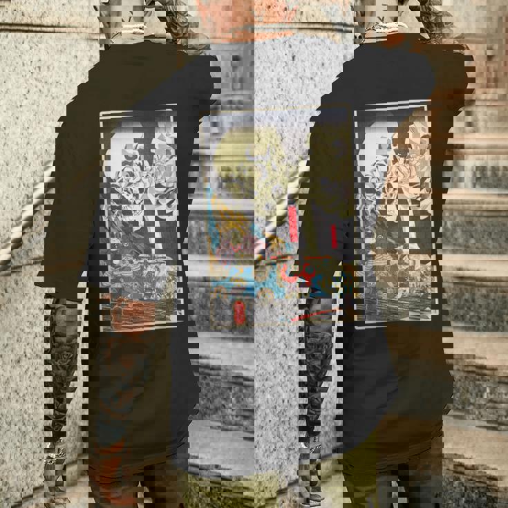 善知鳥安方忠義伝 歌川国芳 国芳スケルトンスペクター日本の浮世絵アートプリント メンズTシャツ バックプリント 彼への贈り物