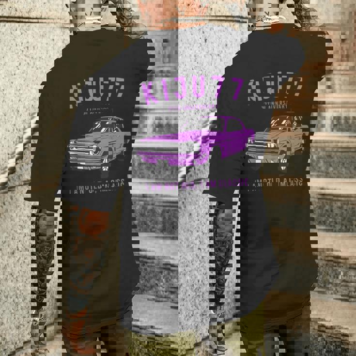 喜寿祝い 車好き 父 男性 おしゃれ クラシックカー 77歳 I'm Not Old I'm Classic メンズTシャツ バックプリント 彼への贈り物